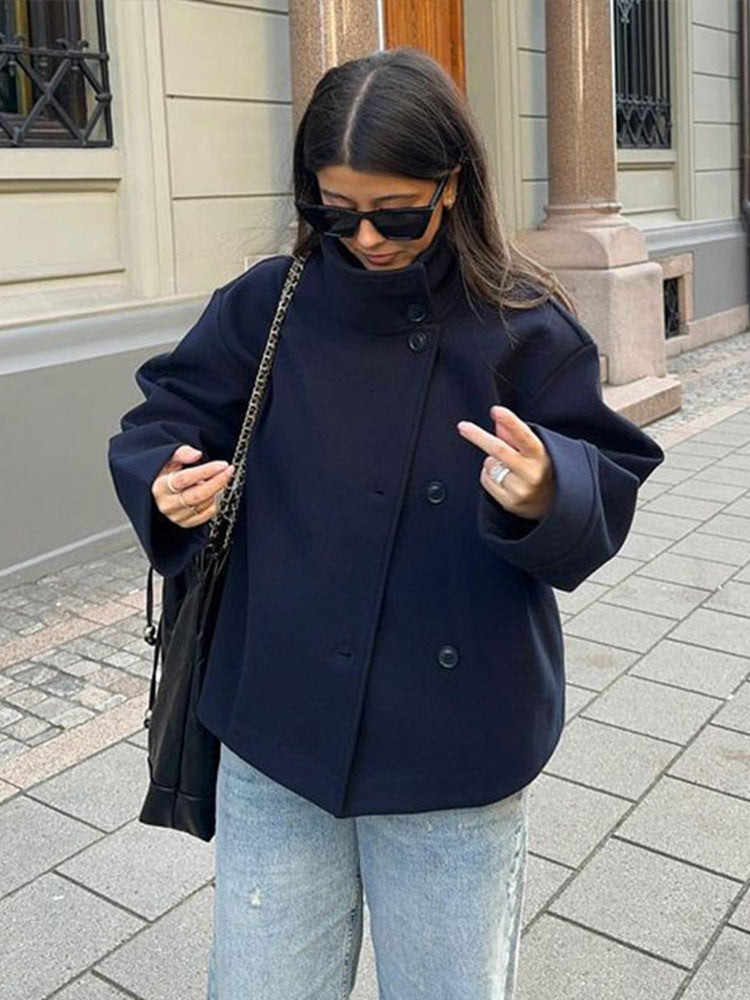 Delphine Sarran | Funnel Collar Short Wool Coat - Image 2