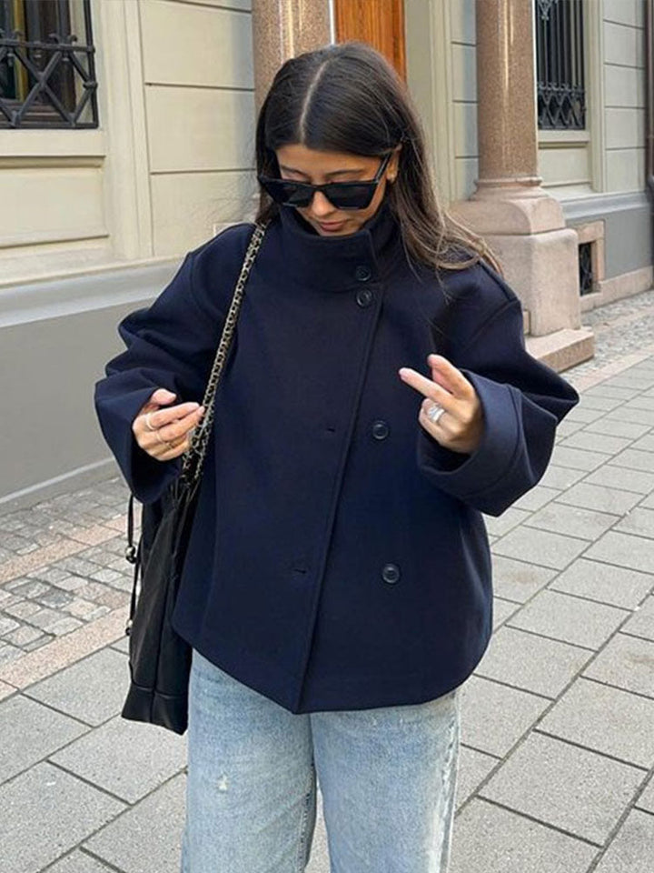 Delphine Sarran | Funnel Collar Short Wool Coat - Image 2