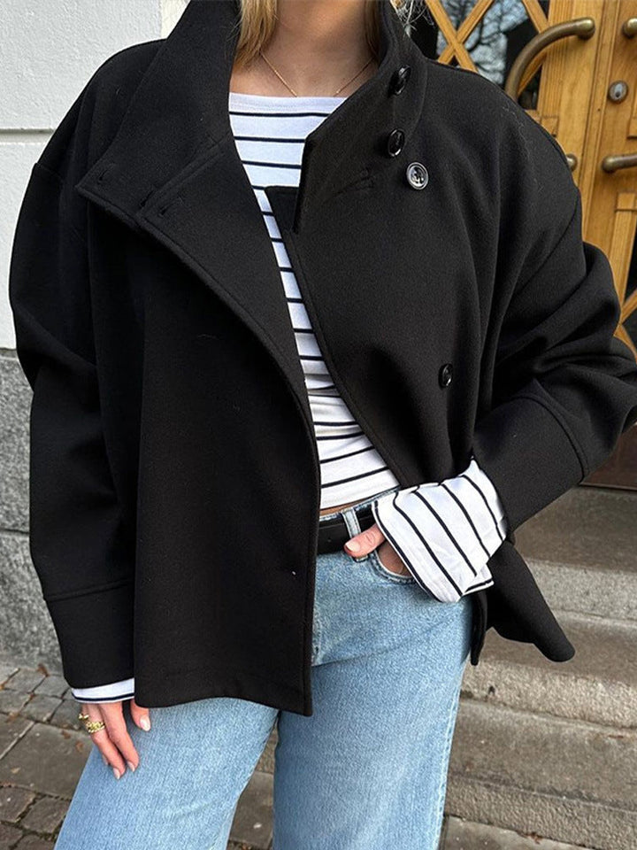 Delphine Sarran | Funnel Collar Short Wool Coat - Image 4