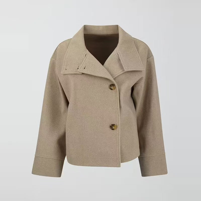 Delphine Sarran | Funnel Collar Short Wool Coat - Image 6