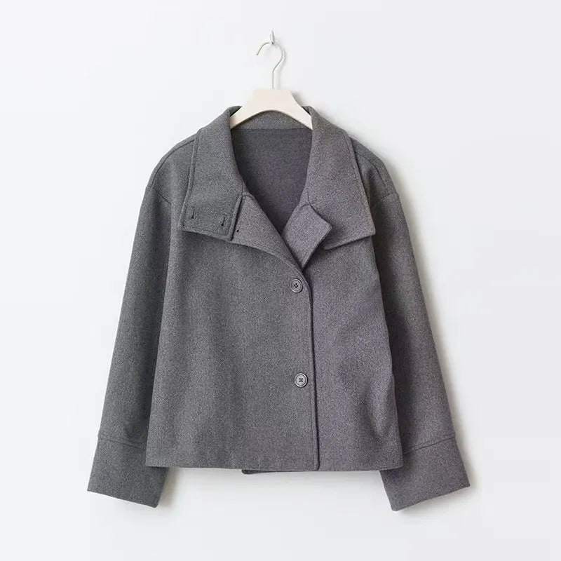 Delphine Sarran | Funnel Collar Short Wool Coat - Image 7