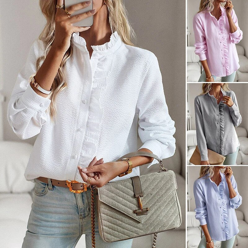 Domitille Vasseur | Ruffle Trim Button-Up Blouse - Image 12