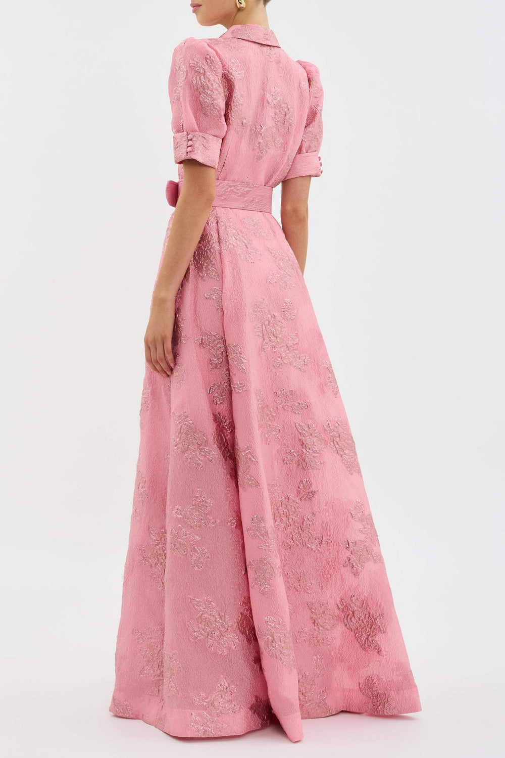 Elodie Castellane | Floral Jacquard Belted Shirt Maxi Dress - Image 2