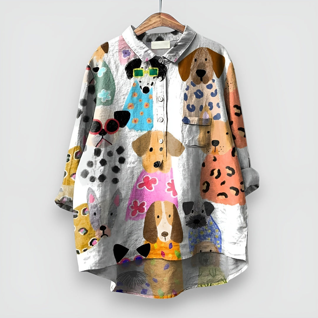 Fantine Leveille | Playful Print Button-Front Shirt - Image 1