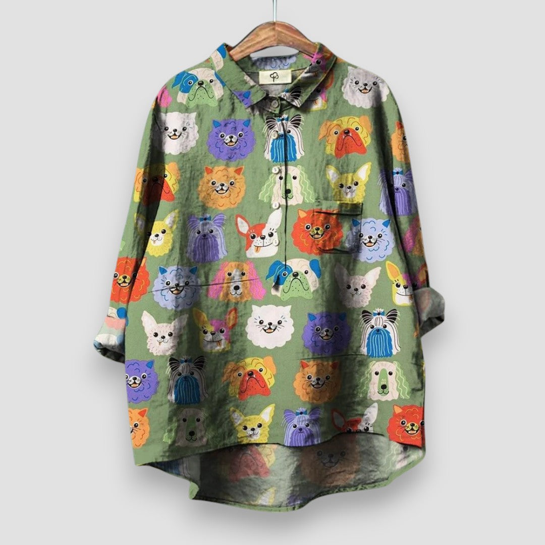 Fantine Leveille | Playful Print Button-Front Shirt - Image 4