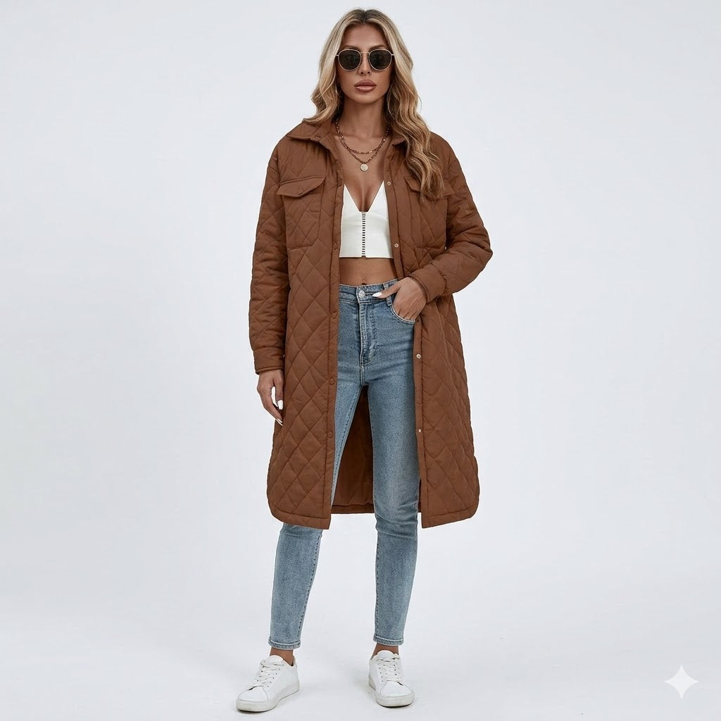 Faustine Lorrain | Diamond-Quilted Longline Coat - Image 1