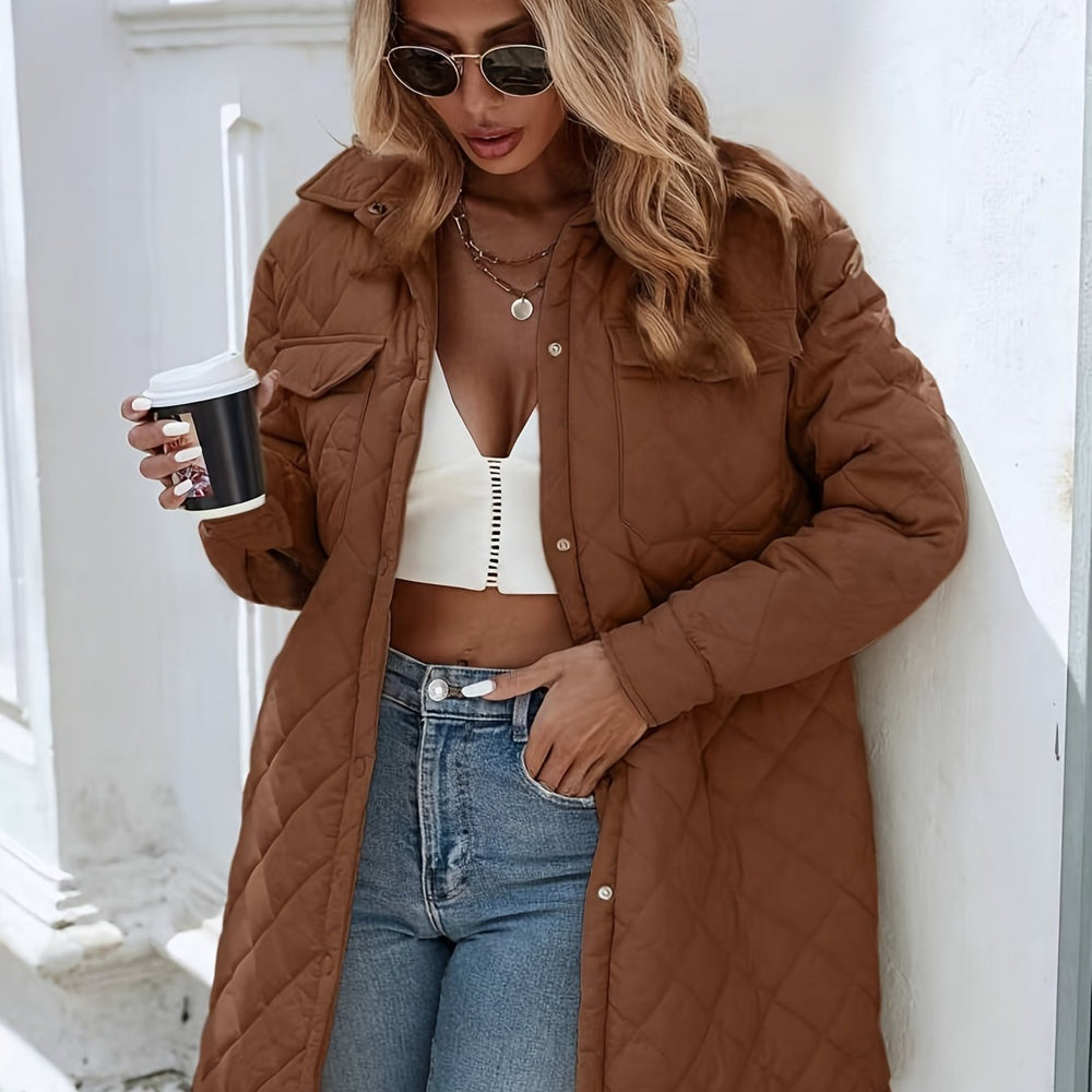 Faustine Lorrain | Diamond-Quilted Longline Coat - Image 2