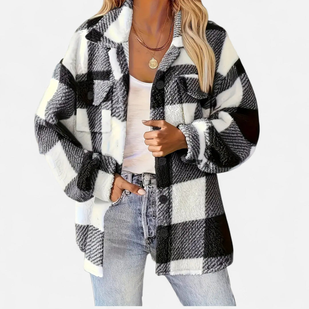 Ines Chastel | Checkered Plush Sherpa Jacket - Image 2