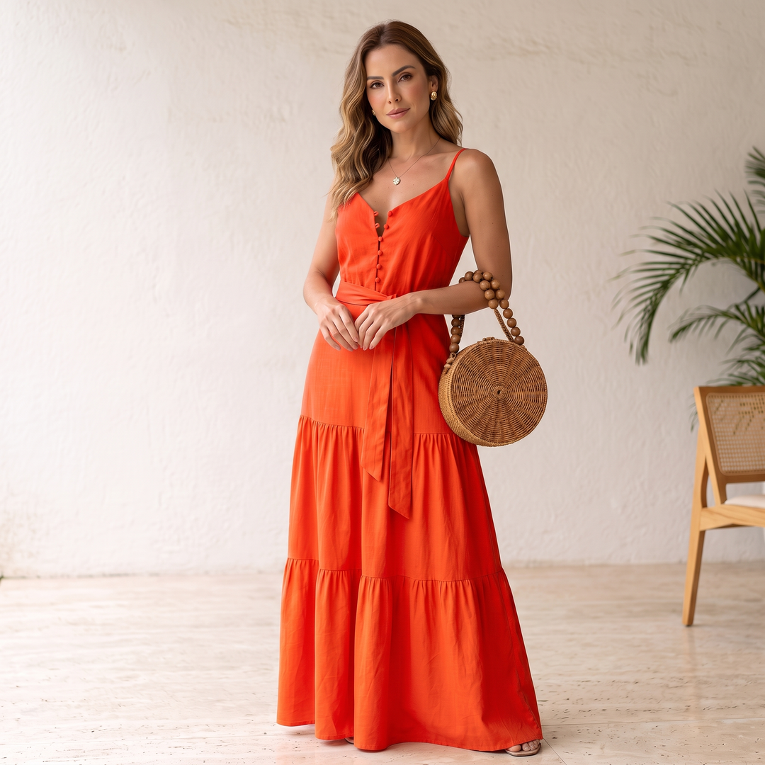 Woman wearing maxi dress