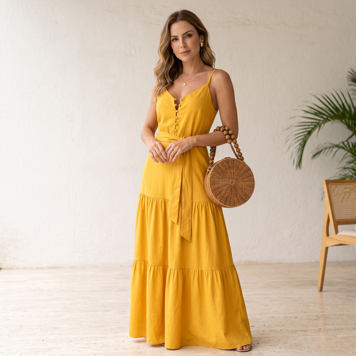 Woman wearing maxi dress