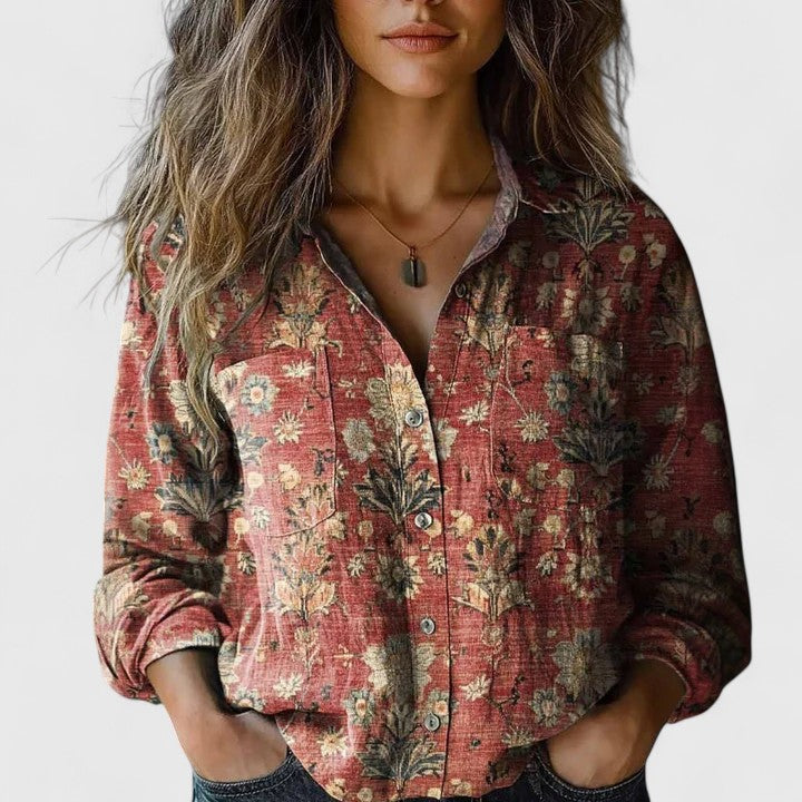 Josette Aldridge | Boho Print Long Sleeve Button-Up Blouse - Image 1