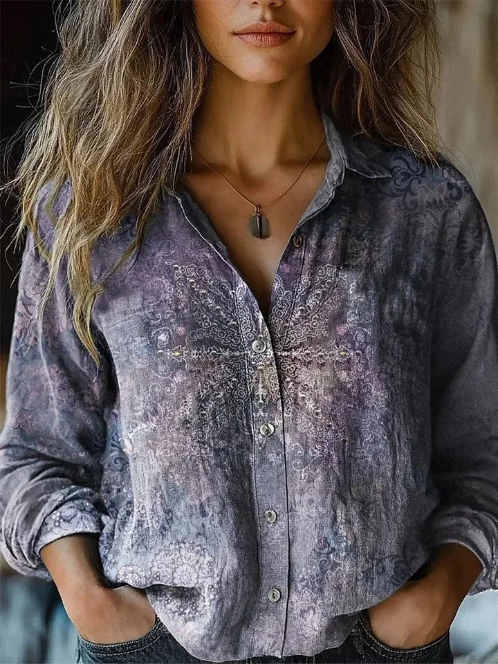 Josette Aldridge | Boho Print Long Sleeve Button-Up Blouse - Image 10