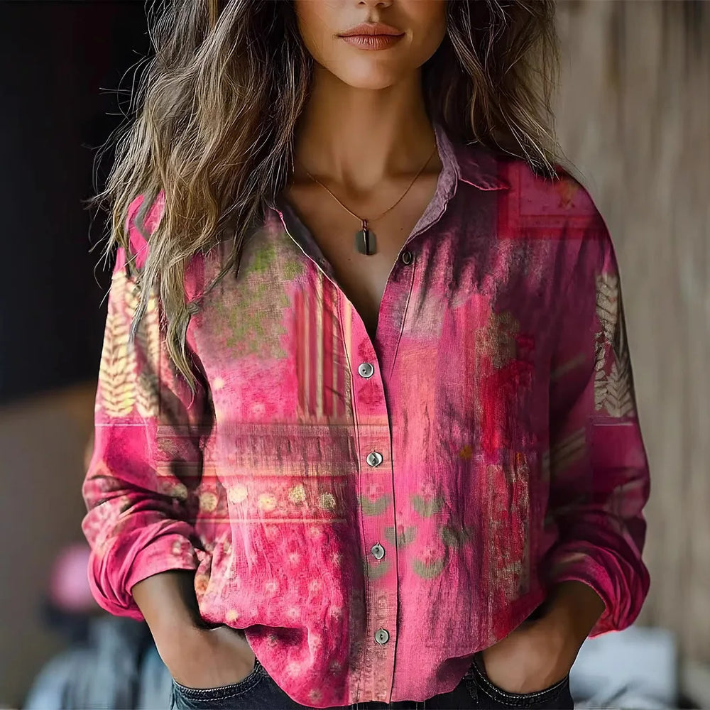 Josette Aldridge | Boho Print Long Sleeve Button-Up Blouse - Image 2