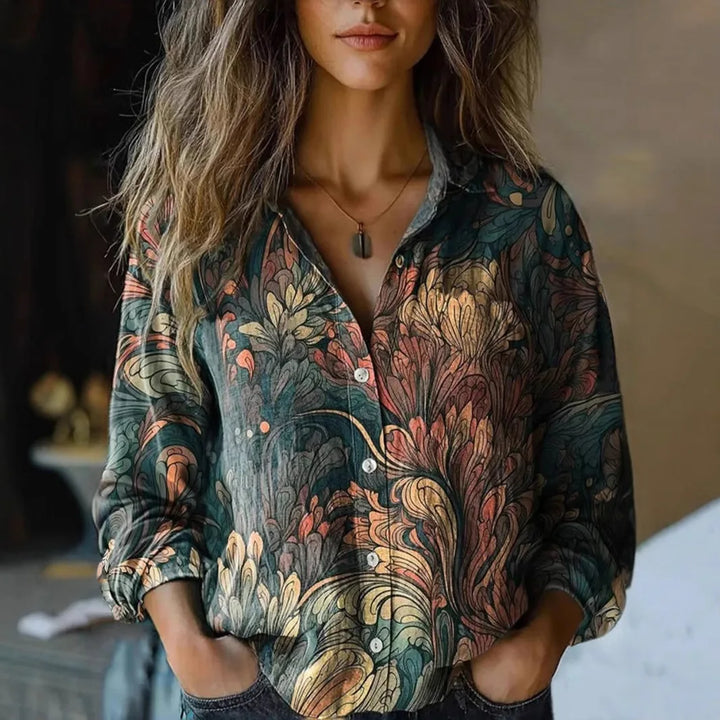 Josette Aldridge | Boho Print Long Sleeve Button-Up Blouse - Image 4