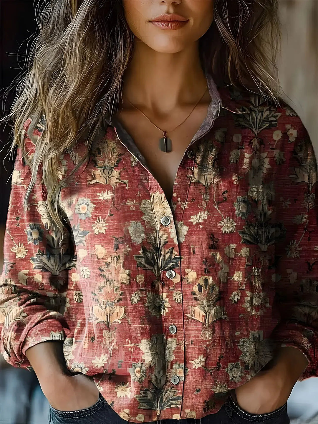 Josette Aldridge | Boho Print Long Sleeve Button-Up Blouse - Image 7