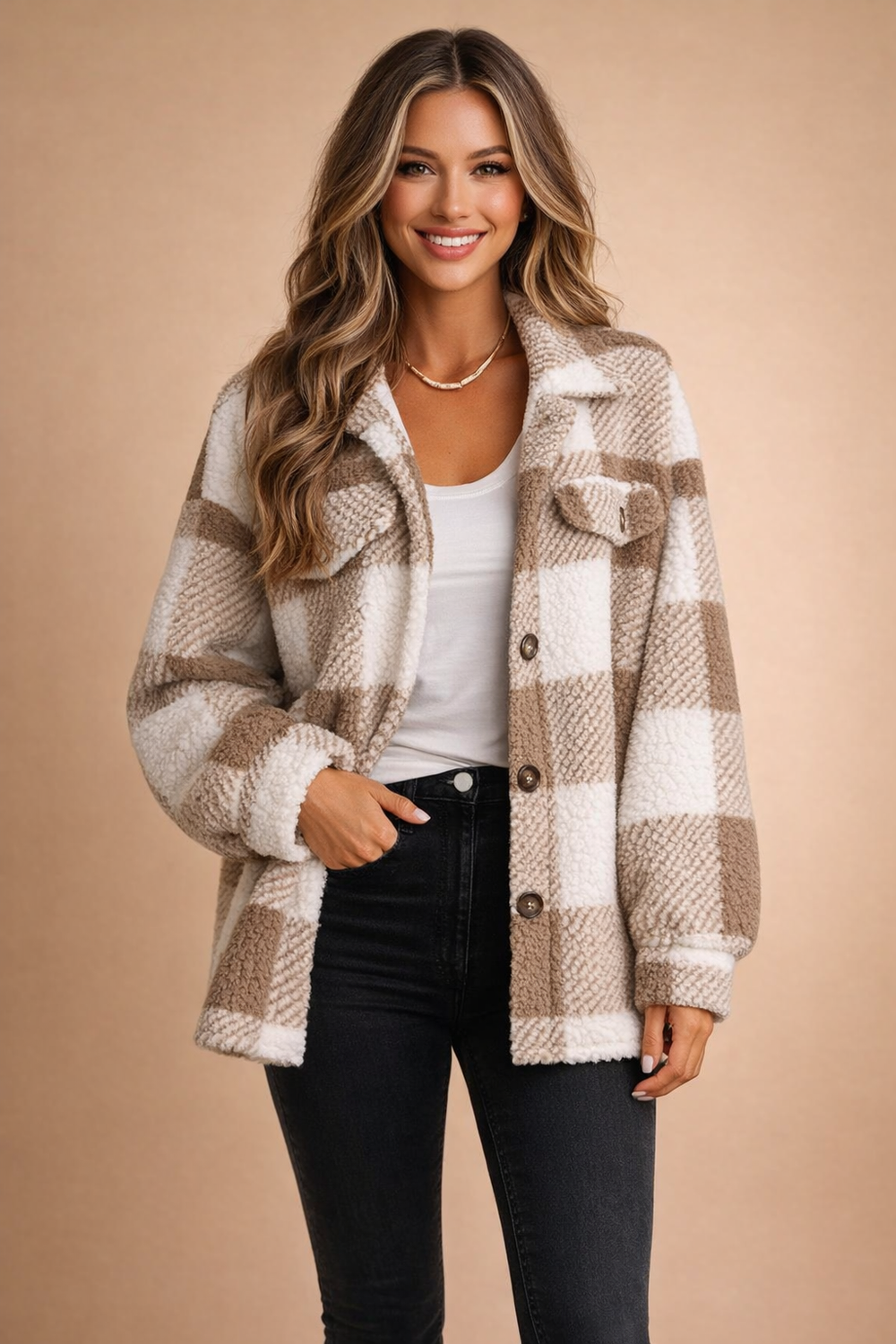 Louisa Fontaine | Checked Teddy Shacket - Image 2