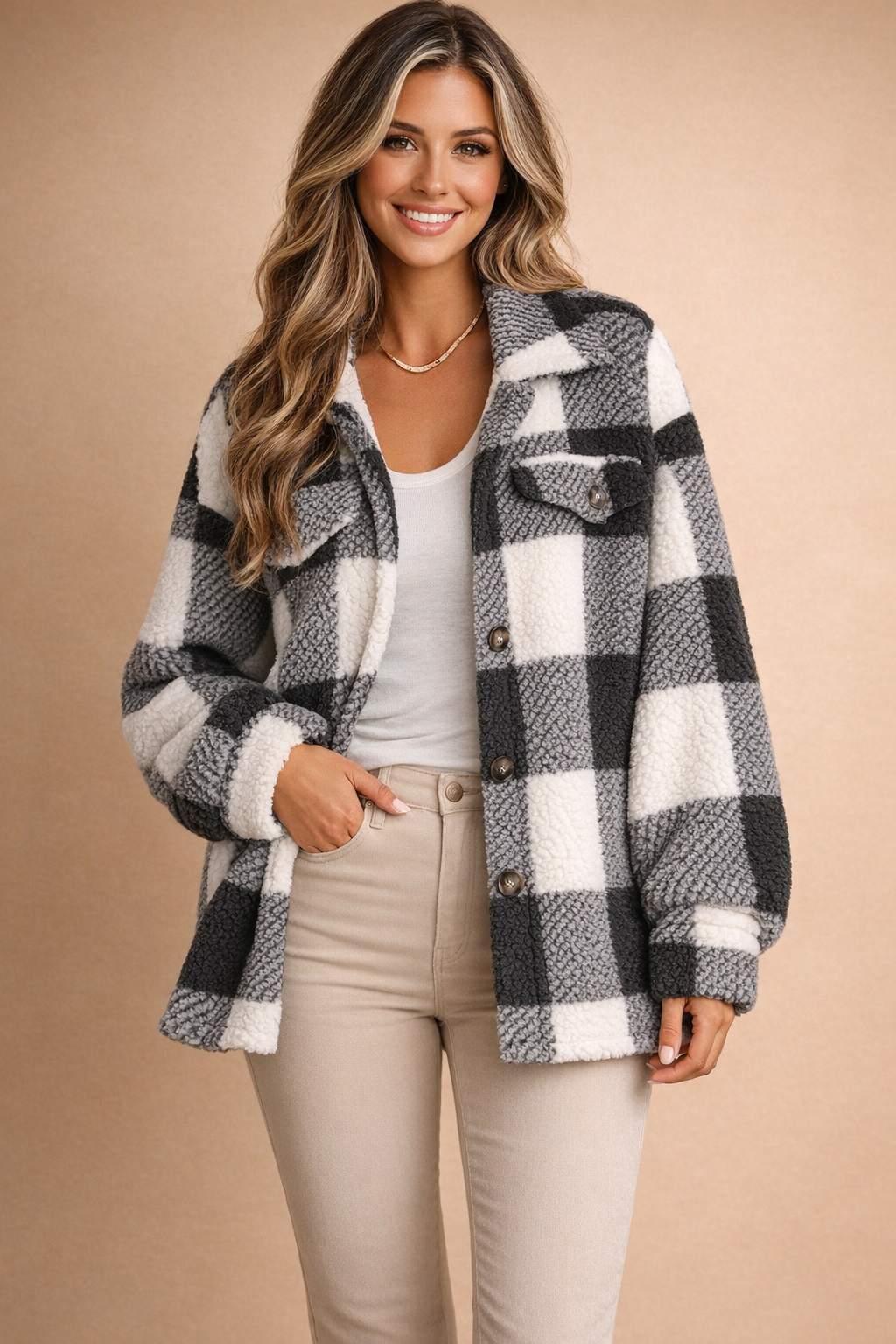 Louisa Fontaine | Checked Teddy Shacket - Image 3