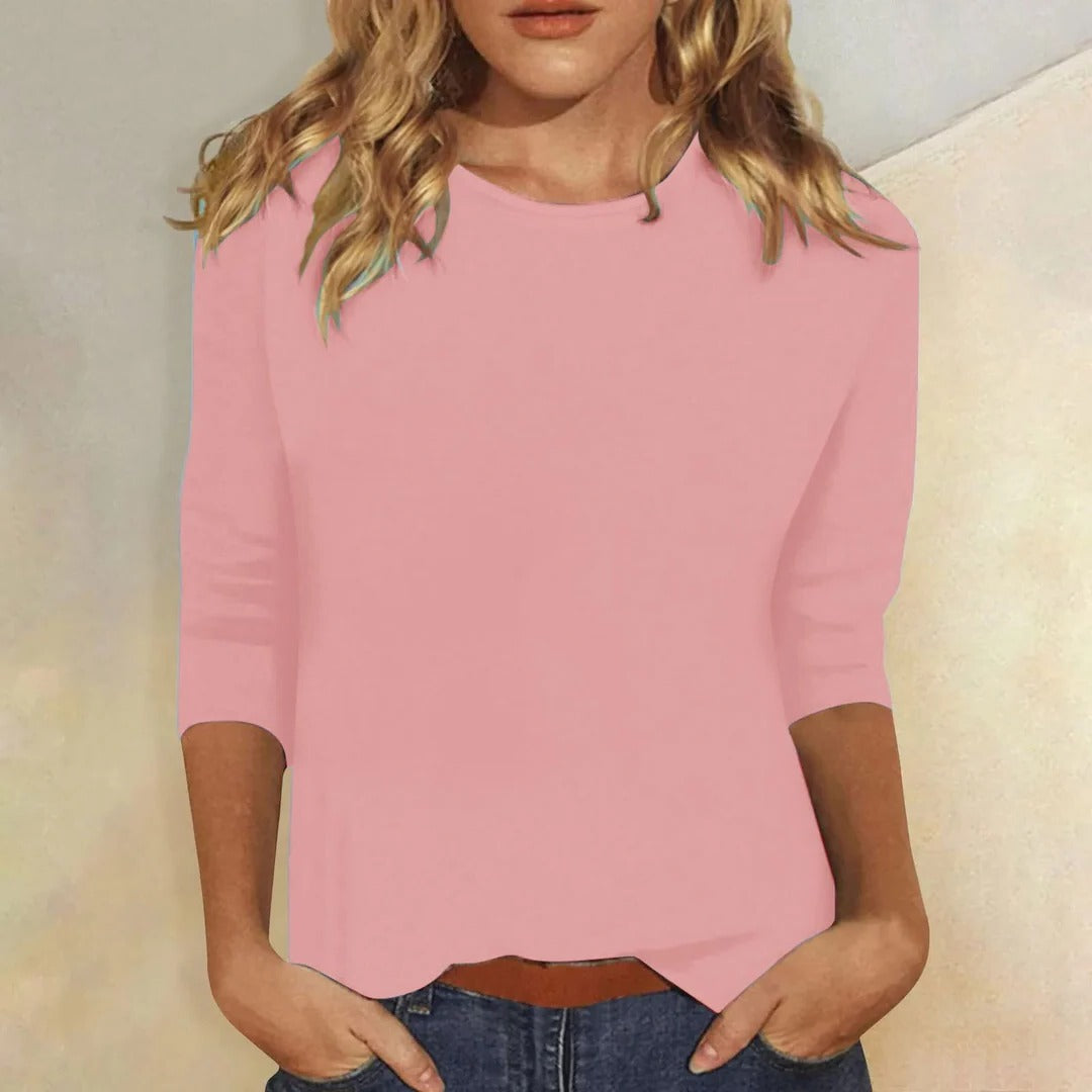 Louisa Prentice | Round Neck Three-Quarter Sleeve Top - Image 1