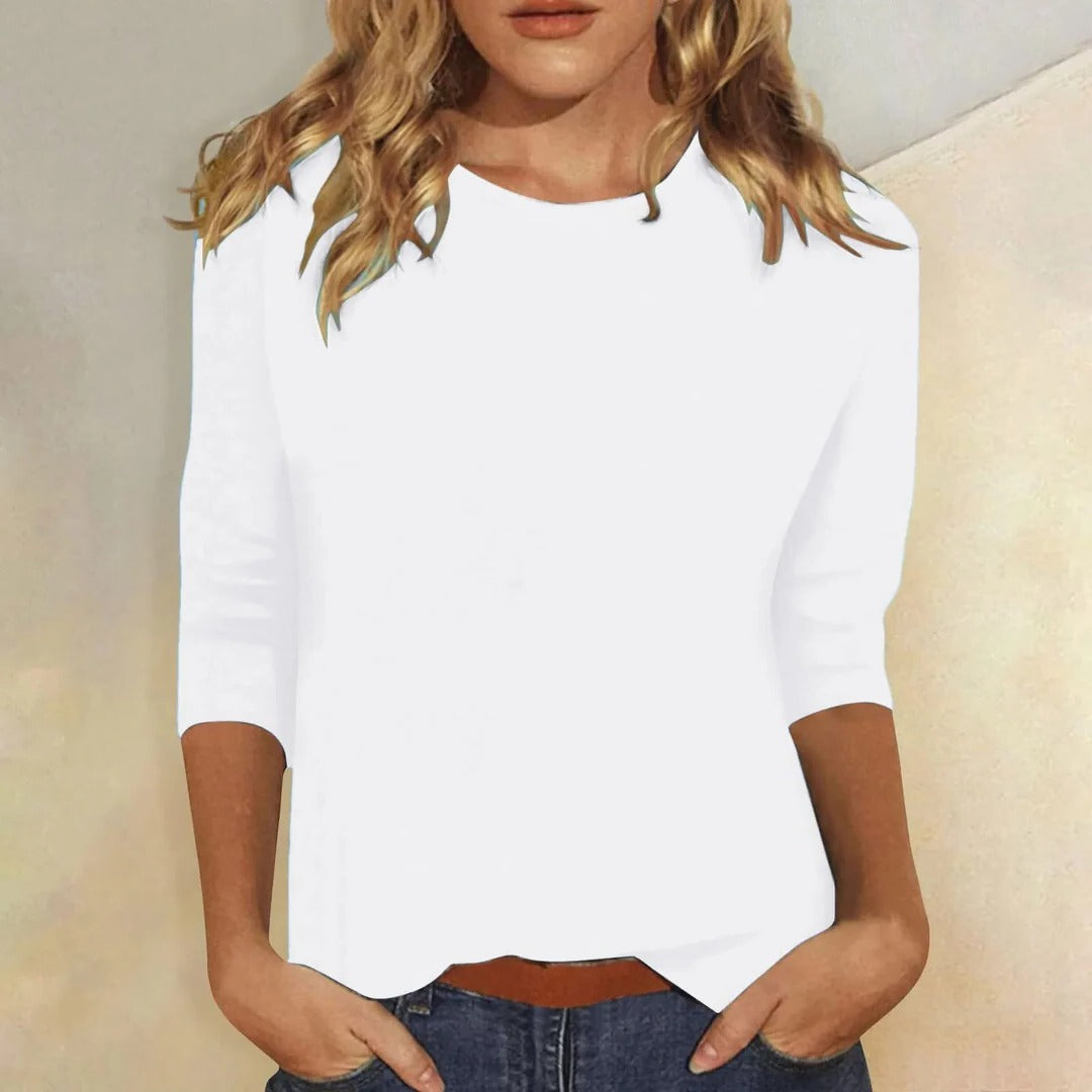 Louisa Prentice | Round Neck Three-Quarter Sleeve Top - Image 2
