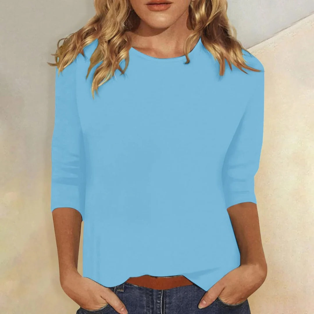 Louisa Prentice | Round Neck Three-Quarter Sleeve Top - Image 3