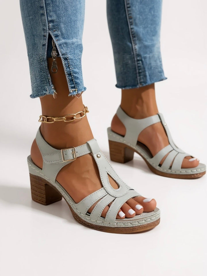 Lucille Chastain | Block Heel T-Strap Sandals - Image 4