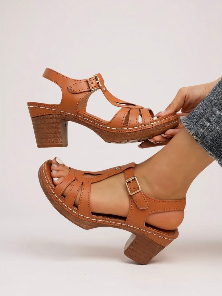 Lucille Chastain | Block Heel T-Strap Sandals - Image 5
