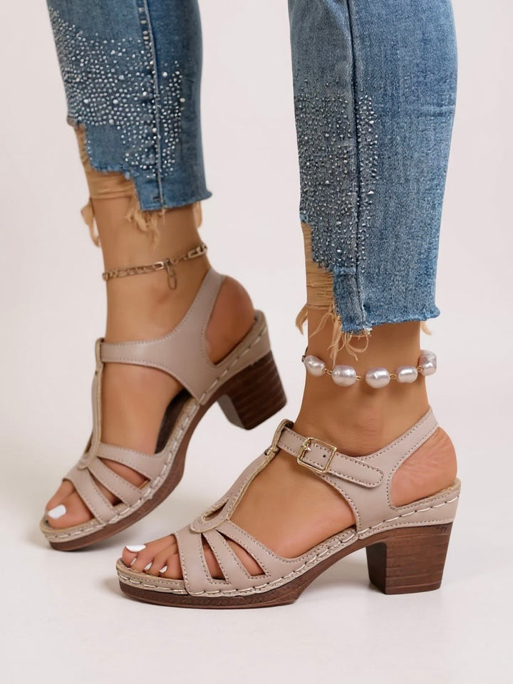 Lucille Chastain | Block Heel T-Strap Sandals - Image 6
