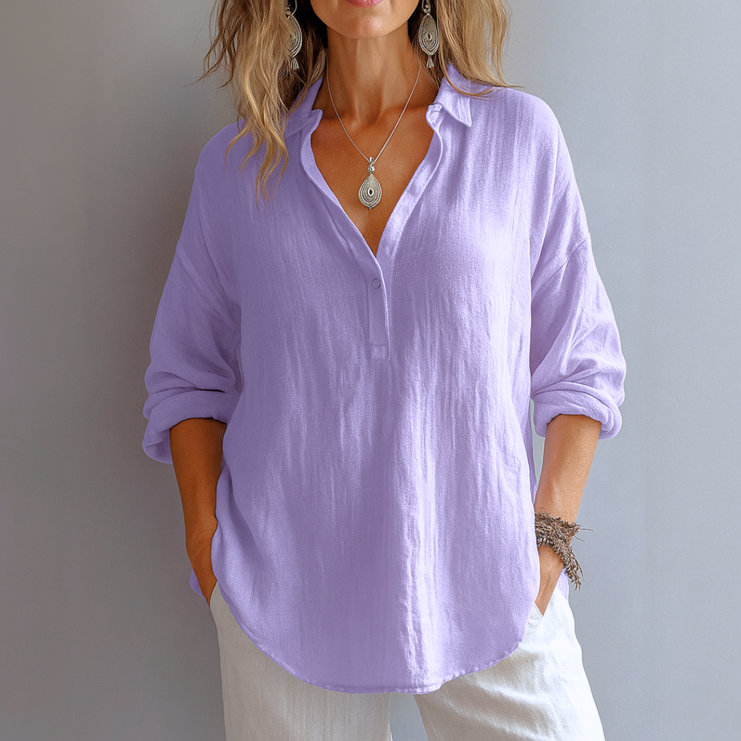 Marguerite Aublanc | Linen-Look Popover Blouse - Image 4