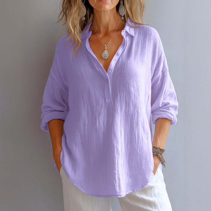 Marguerite Aublanc | Linen-Look Popover Blouse - Image 4