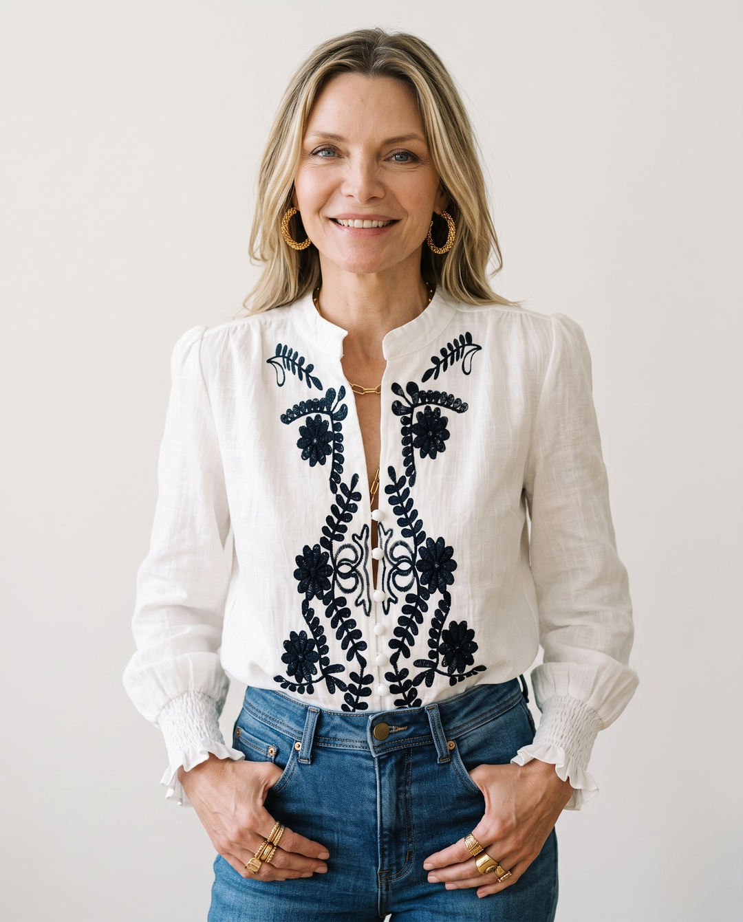 Marguerite Colin | Embroidered Ruffle-Collar Blouse - Image 2