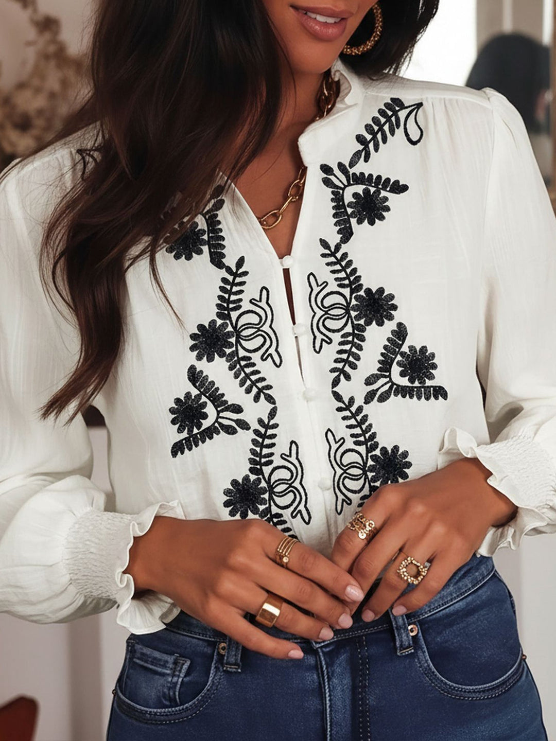Marguerite Colin | Embroidered Ruffle-Collar Blouse - Image 5