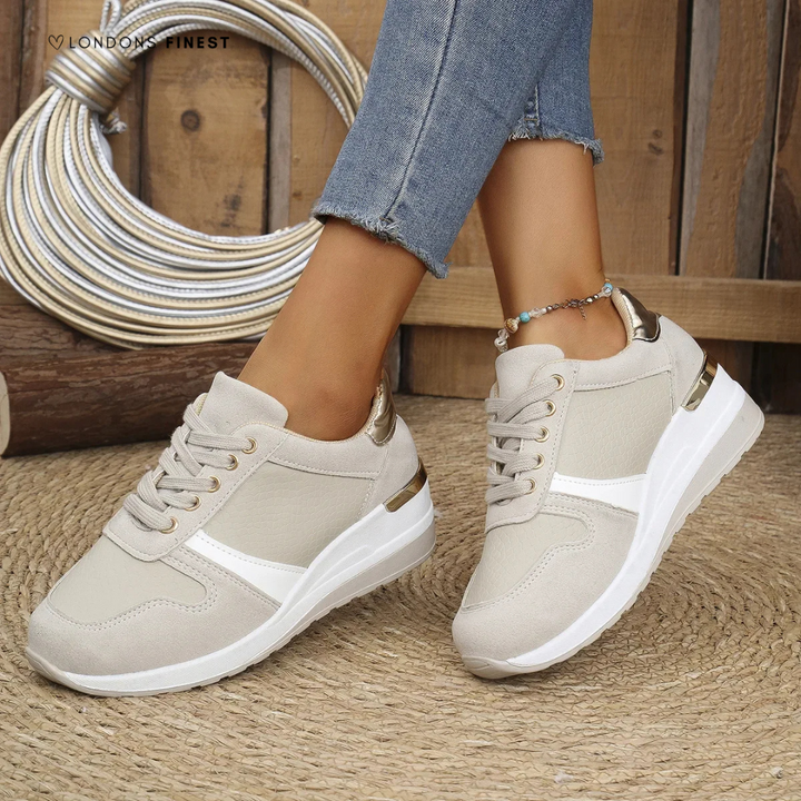 Marielle Fressange | Metallic Trim Wedge Sneakers - Image 1