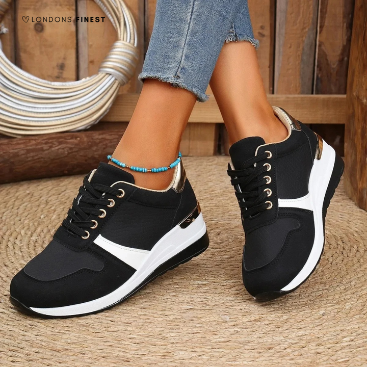 Marielle Fressange | Metallic Trim Wedge Sneakers - Image 4