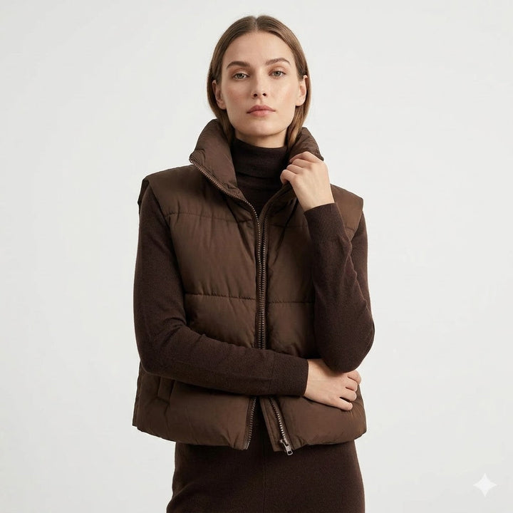 Marion Castille | Cropped Puffer Vest with Stand Collar - Image 1