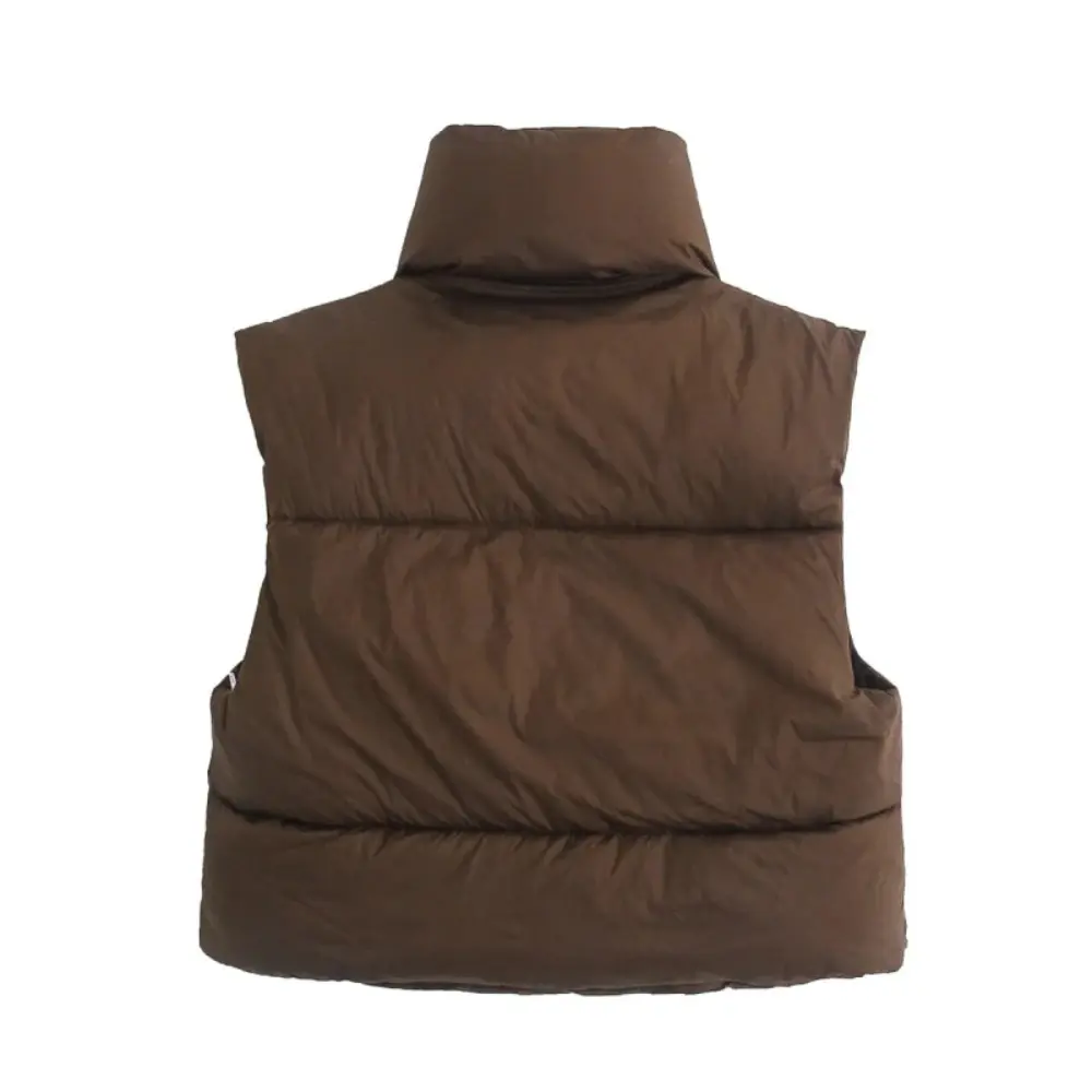 Marion Castille | Cropped Puffer Vest with Stand Collar - Image 3