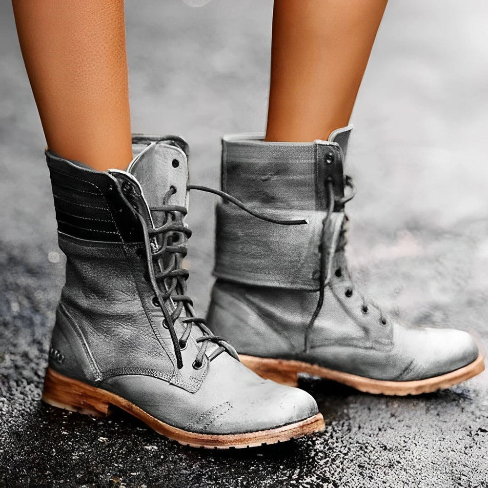 Marlowe Fontenay | Vintage Distressed Lace-Up Combat Boots - Image 2