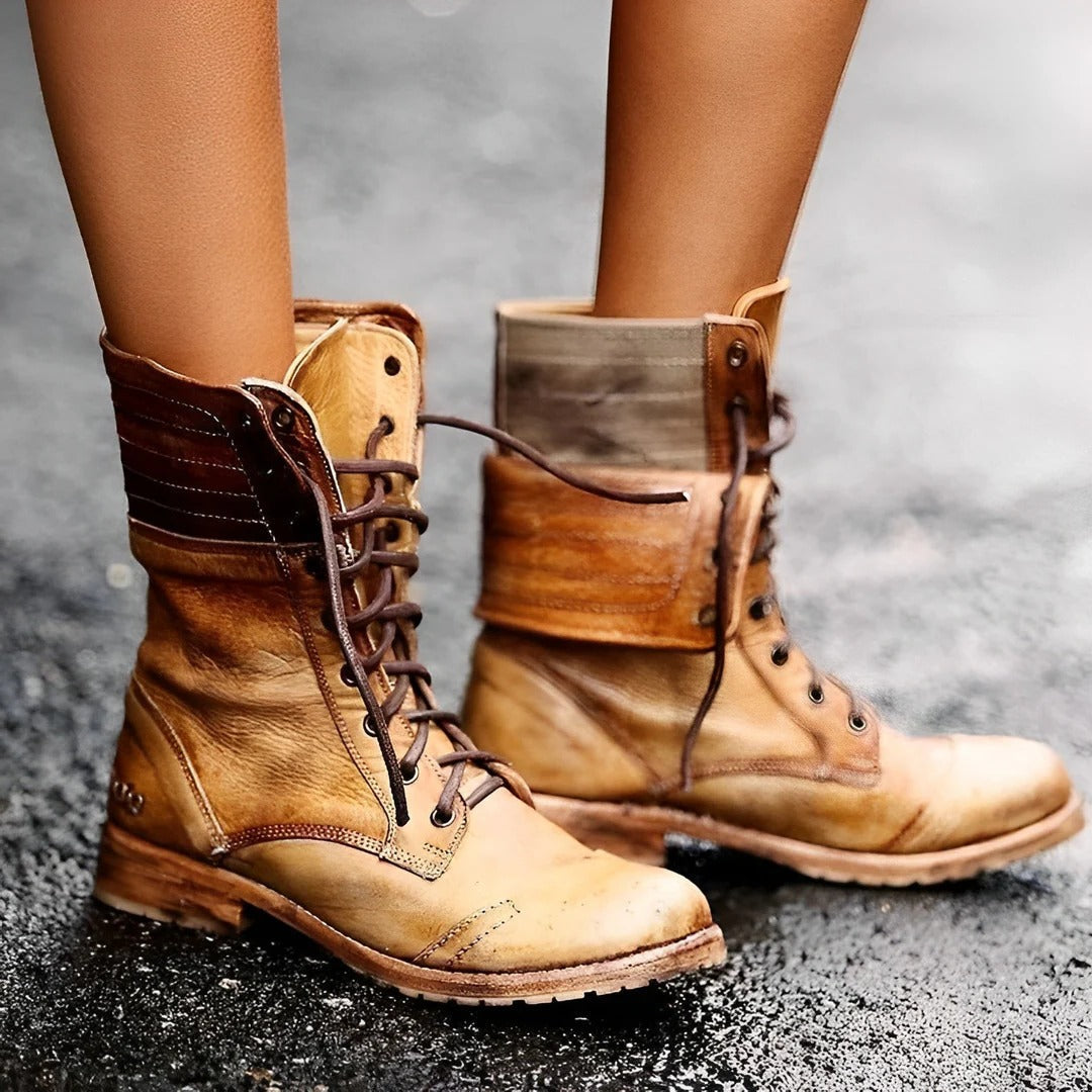 Marlowe Fontenay | Vintage Distressed Lace-Up Combat Boots - Image 3