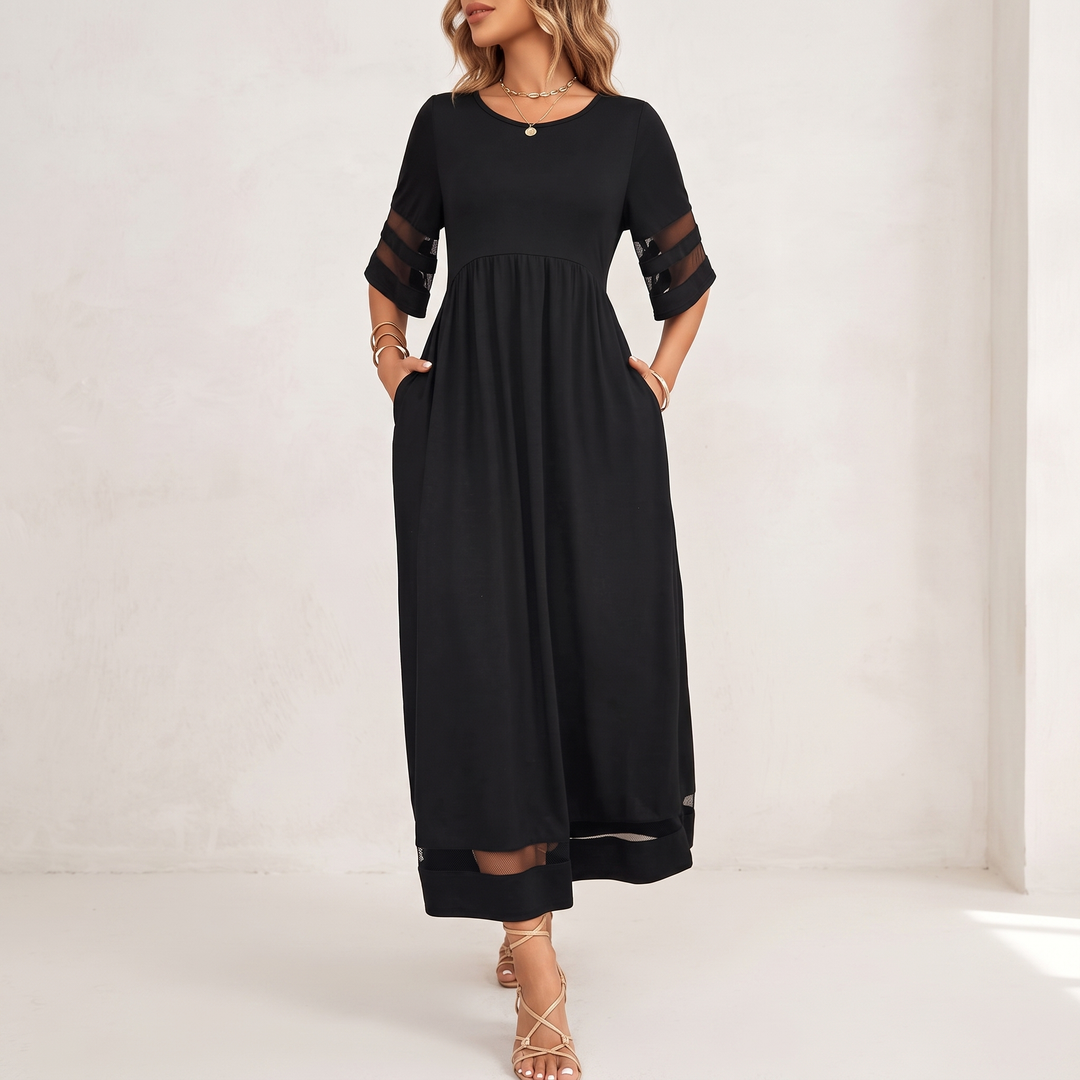 Woman wearing elegant maxi dress