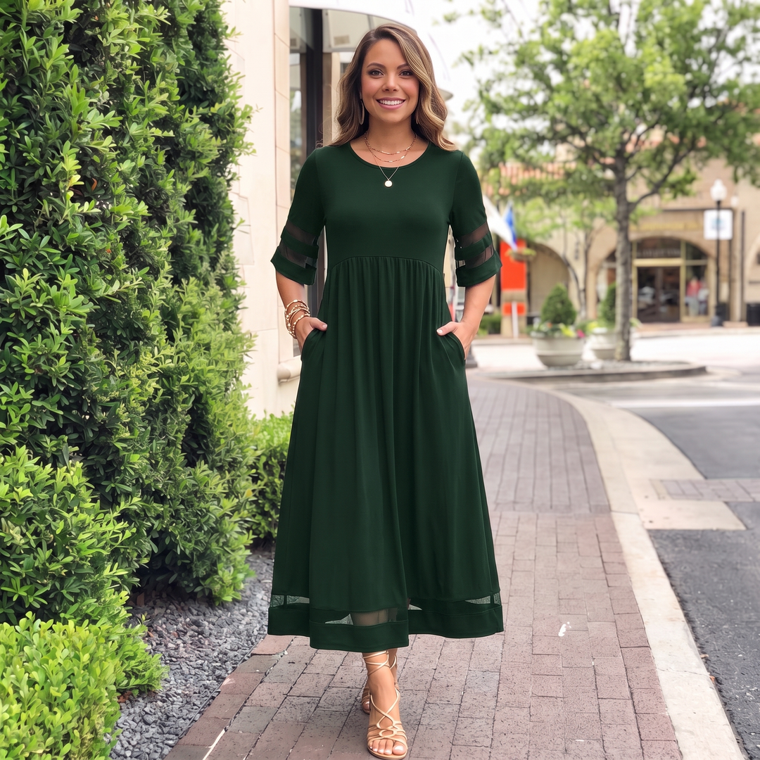 Woman wearing elegant maxi dress