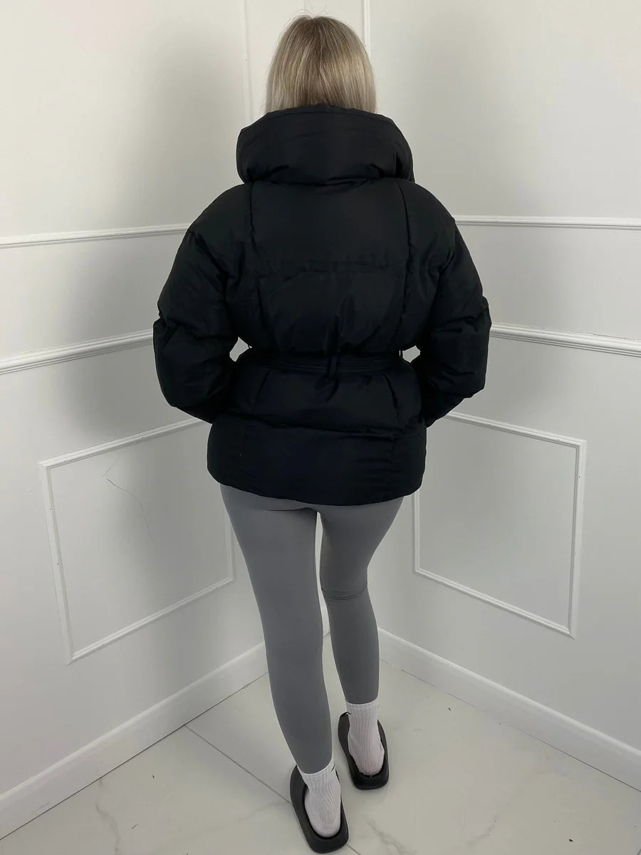 Melanie Perrault | Belted Puffer Jacket with Statement Collar - Image 15