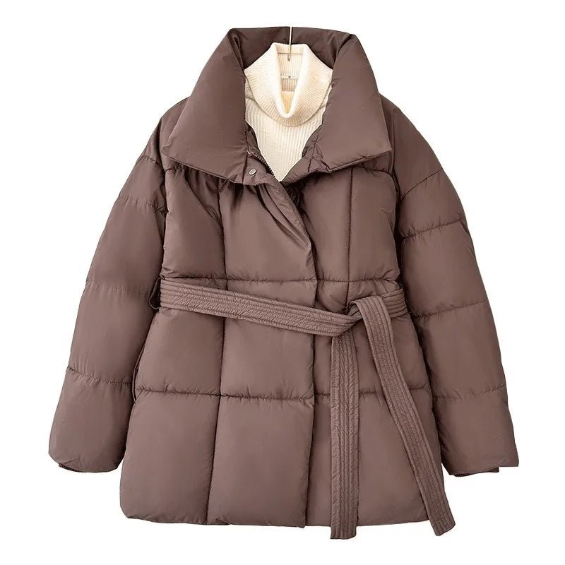 Melanie Perrault | Belted Puffer Jacket with Statement Collar - Image 16