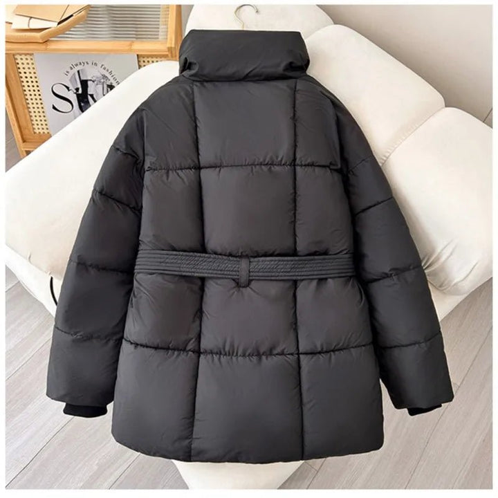 Melanie Perrault | Belted Puffer Jacket with Statement Collar - Image 17