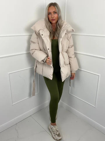 Melanie Perrault | Belted Puffer Jacket with Statement Collar - Image 4