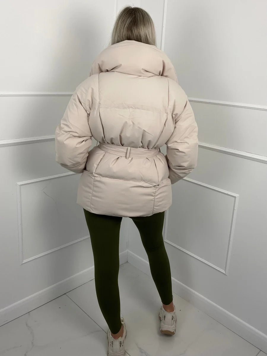 Melanie Perrault | Belted Puffer Jacket with Statement Collar - Image 5