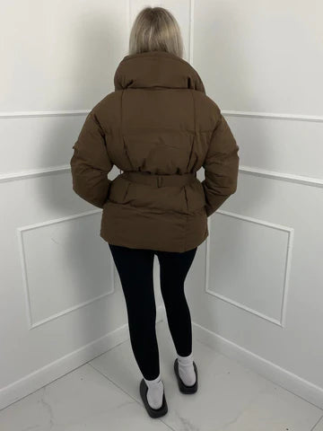 Melanie Perrault | Belted Puffer Jacket with Statement Collar - Image 9