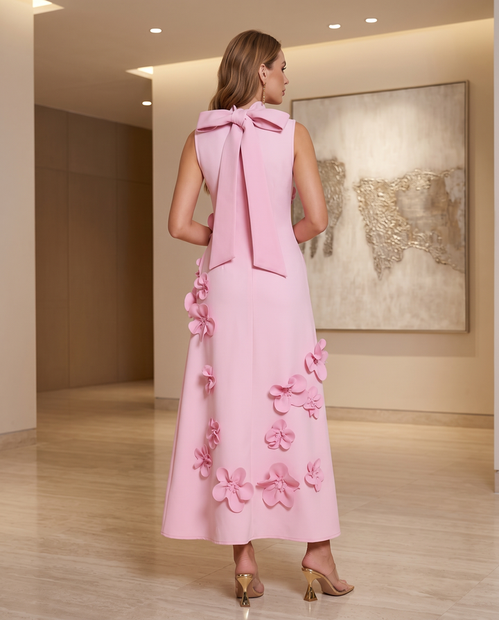 Woman wearing floral maxi dress