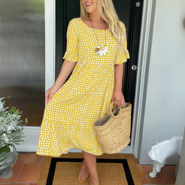 Oceane Fabry | Polka Dot Tiered Midi Dress - Image 3