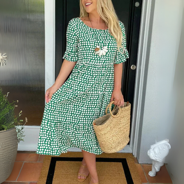Oceane Fabry | Polka Dot Tiered Midi Dress - Image 4