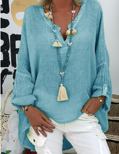 Ondine Bressan | Oversized Linen-Look Tunic Blouse - Image 1