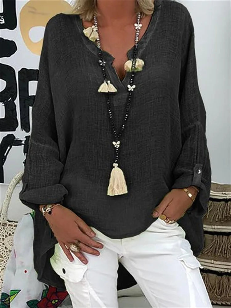 Ondine Bressan | Oversized Linen-Look Tunic Blouse - Image 3